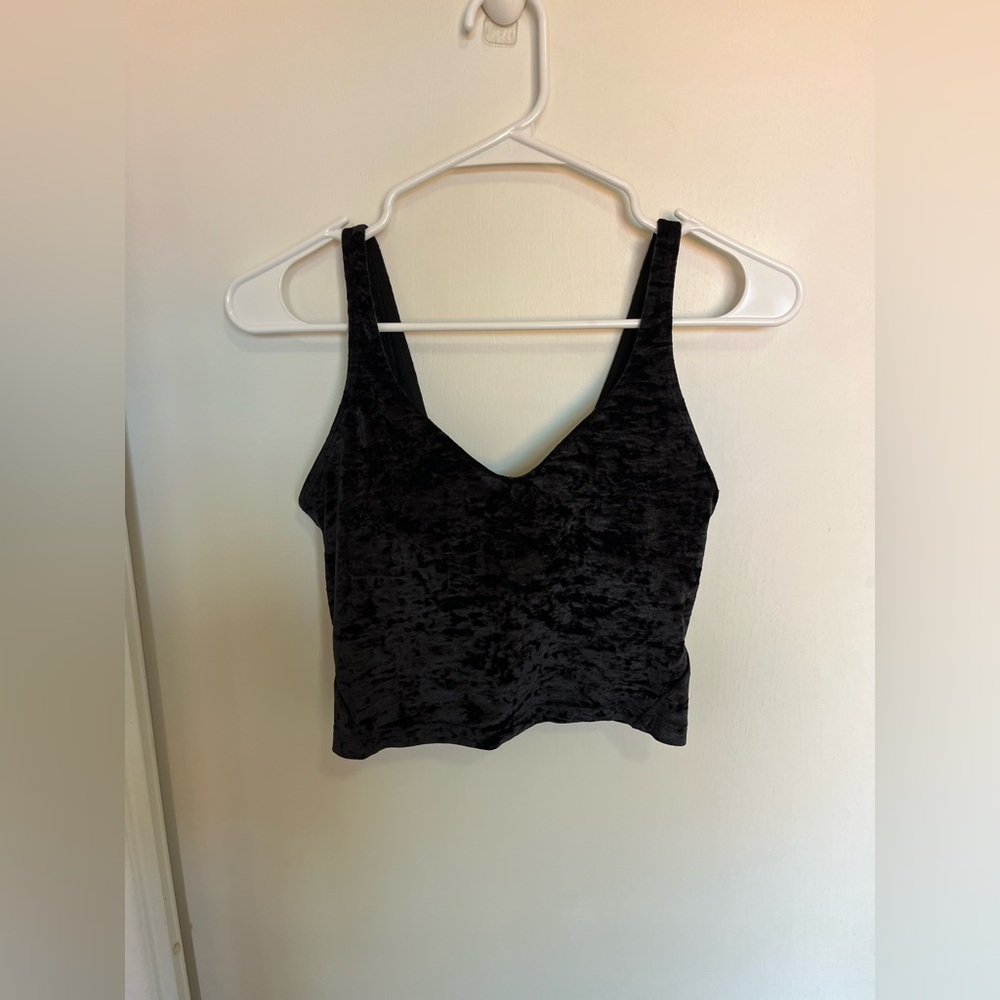 LULULEMON Size 6 Align Black Crushed Velvet Cropped Tank Top Spec‎ Ed *No Pads